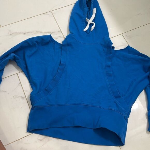 Worn Once Blue ZARA Hoodie - Open Shoulders - Size Small - Picture 1 of 4
